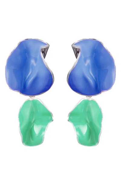 Sterling King Enamel Fold Drop Earrings In Periwinkle/ Pastel Green