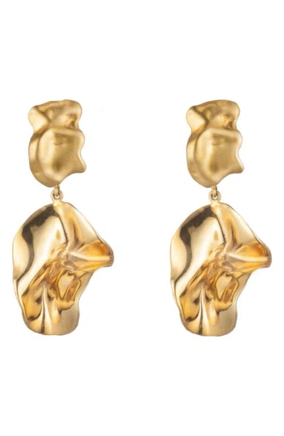 Sterling King Mini Fold Drop Earrings In Gold