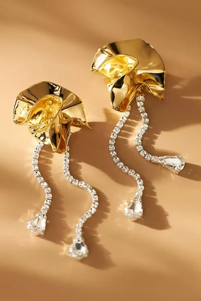 Sterling King Sylvia Crystal Drop Earrings In Gold