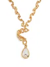 Sterling King Gold-plated Warp Chain Crystal Necklace In Gold