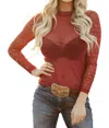 Sterling Kreek Autumn Skies Mesh Top In Deep Wine In Brown