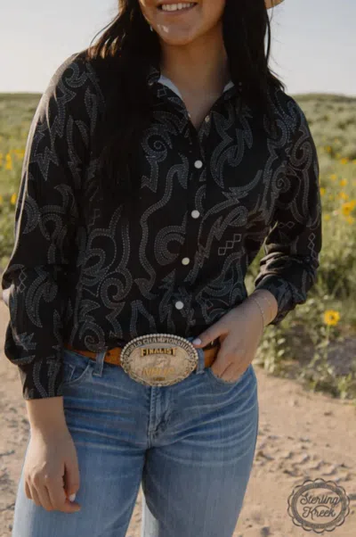 Sterling Kreek Boot Scootin' Button Up In Black