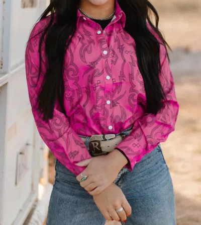 Sterling Kreek Boot Scootin' Button Up Shirt In Pink