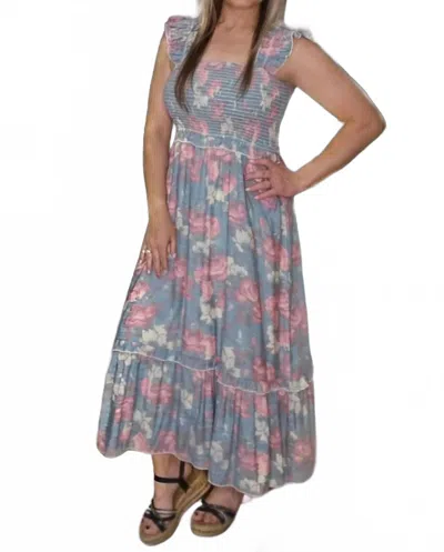 Sterling Kreek Close To You Dress In Blue Multi In Gray