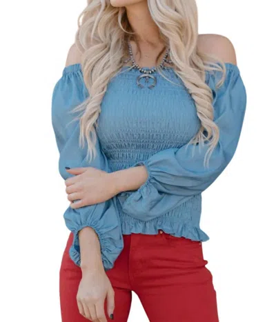 Sterling Kreek Denim Darling Top In Light Blue