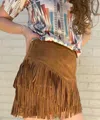 Sterling Kreek Fort Worth Fringe Skirt In Brown