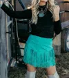 Sterling Kreek Fort Worth Fringe Skirt In Turquoise