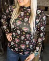 Sterling Kreek Life Is Brief Sugar Skull Mesh Top In Black Multi In Multi