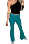 Sterling Kreek Meshed Up Flare Pants In Turquoise In Blue