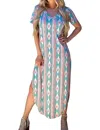 Sterling Kreek Momma Mia Maxi Dress In Blue Aztec In Multi