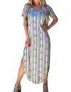 Sterling Kreek Momma Mia Maxi Dress In Blue Aztec In Multi