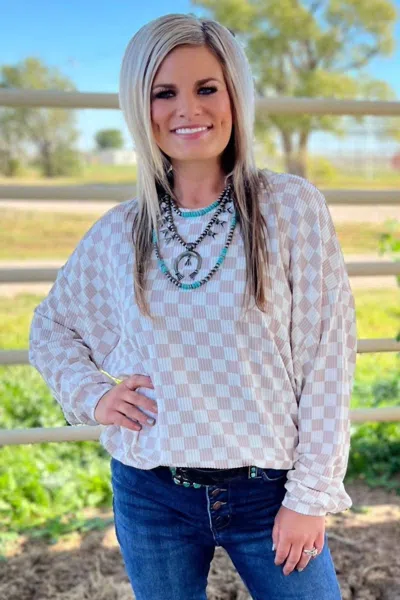 Sterling Kreek Ready Or Not Top In Tan And White In Multi