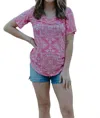 Sterling Kreek Rodeo Bandit V Neck Top In Pink In Pink