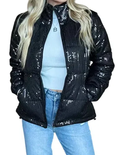 Sterling Kreek Shimmer Me Up Sequin Jacket In Black