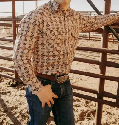 Sterling Kreek Sitting Bull Button Up Shirt In Tan In Brown
