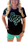 Sterling Kreek Texas Short Sleeve Top - Plus In Turquoise In Black