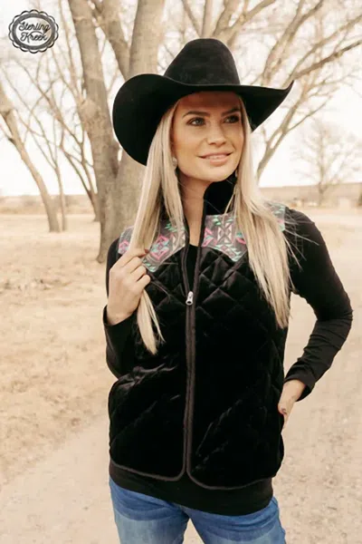 Sterling Kreek Tulsa Time Vest In Black Velvet