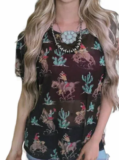 Sterling Kreek Wanted & Wild Top In Black/multi