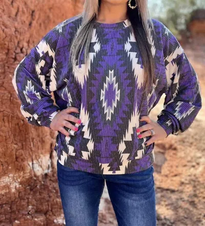 Sterling Kreek Western Stars Sweater - Plus In Purple