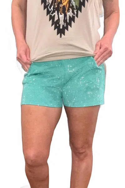 Sterling Kreek Women's Jitterbug Bling Shorts In Turquoise In Blue