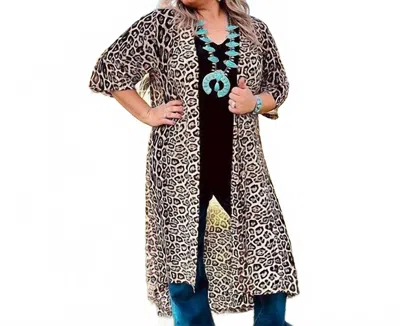 Sterling Kreek Women's Stretch Duster In Leopard Print In Animal Print