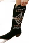 Sterling Kreek Women's Walking Western Boots In Cream And Brown Aztec Print In Black