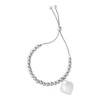Sterling Silver Adjustable Shiny Bead Bracelet With Heart Charm In  (1.30 Mm) In Silver
