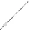 Sterling Silver Rhodium Plated Chain Bracelet With A Flat Heart Station(5.00 Mm) In Silver