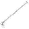 Sterling Silver Rhodium Plated Rolo Chain Bracelet With A Heart Charm (6.00 Mm) In Silver