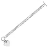 Sterling Silver Rhodium Plated Rolo Style Heart Charmed Chain Bracelet(7.95 Mm) In Silver