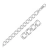 Sterling Silver Rhodium Plated  Curb Style Bracelet (8.40 Mm) In Silver