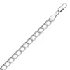 Sterling Silver Ridged Circular Chain Bracelet With Rhodium Plating (6.00 Mm) In Silver