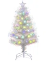 Sterling Tree Company 3-ft White Iridescent Color Changing Fiber Optic Tree, 80 Ul Multi Color Fiber In White