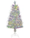 Sterling Tree Company 4ft High White Fiber Optic Color-changing Tree With 119 Multi Color Fiber Optic Led Lights In White