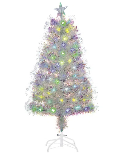Sterling Tree Company 4ft High White Fiber Optic Color-changing Tree With 119 Multi Color Fiber Optic Led Lights