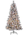 Sterling Tree Company 6.5ft High Flocked Pre-lit Hard Mixed Needle Boise Pine With Warm White Lights In White