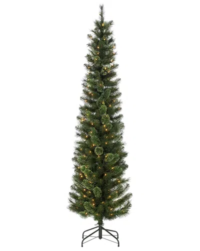Sterling Tree Company 7.5ft Hard Mixed Needle Cashmere Pencil Tree With 200 Clear Lights In Green