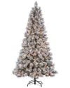 Sterling Tree Company 7.5ft High Flocked Pre-lit Hard Mixed Needle Boise Pine With Warm White Lights In White