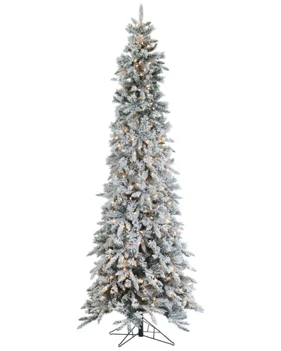 Sterling Tree Company 9ft Flocked Narrow Pencil Pine With 650 Clear Lights In Green