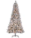 Sterling Tree Company 9ft High Flocked Pre-lit Hard Mixed Needle Boise Pine With Warm White Lights In White