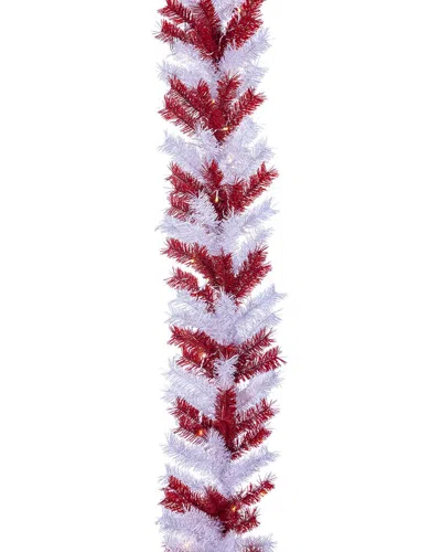 Sterling Tree Company 9ft Long Pre Lit White/red Garland With 70 Clear Warm White And Multicolor Bat