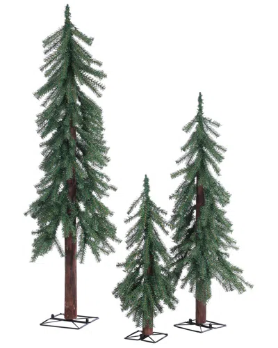 Sterling Tree Company Set Of 3 Unlit Alpine Trees (2-ft, 3-ft, 4-ft) In Green