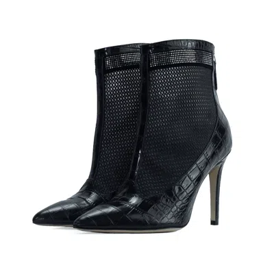 Stessa By Sarah Women's The Valentina Croc Mesh Boot In Black