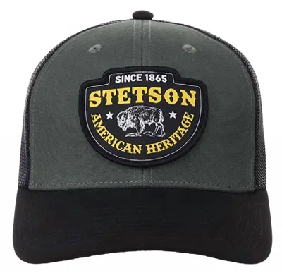 Stetson American Heritage Patch Snapback Six Panel Cap In Green/black