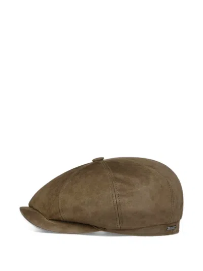 Stetson Brooklin Suede Flat Cap In Brown