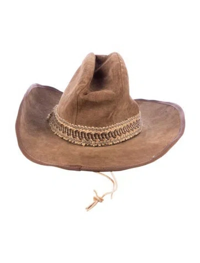 Pre-owned Stetson Brown Leather Gambler Hat
