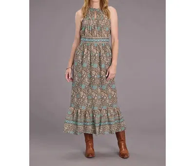 Stetson Carnation Border Print Cotton Lawn Dress In Tan In Multi