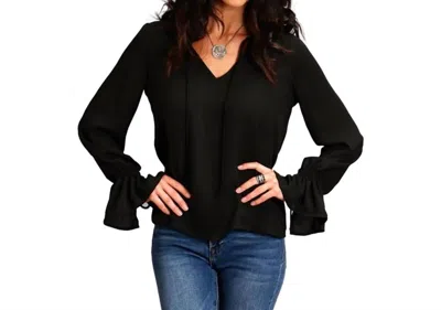 Stetson Crepe Blouse With Ruffle Sleeves In Black