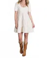 Stetson Denim Tiered Mini Dress In White In White