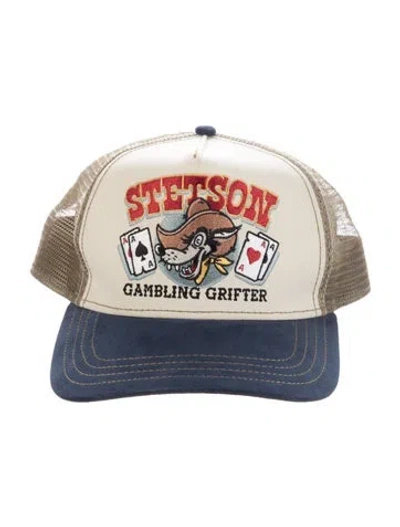 Pre-owned Stetson Embroidered Mesh Back Trucker Baseball Hat In Neutral